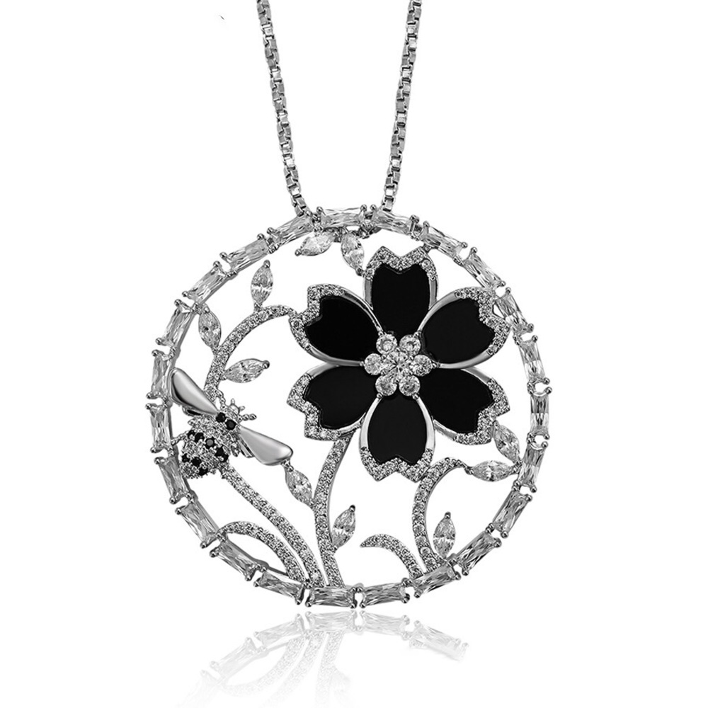Unique Crystal Bee & Flower Necklace